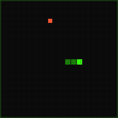 Snake game screenshot — snake on a grid with food pellet