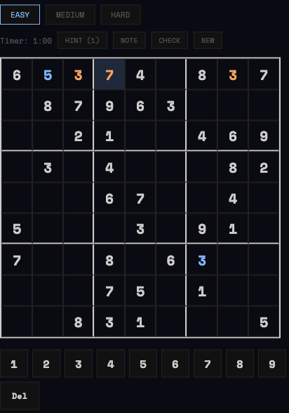 Sudoku game screenshot — 9x9 grid with pencil notes